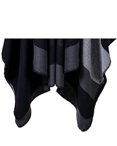 Women's Shawls and Wraps Open Front Poncho Cape Winter Sweater - color: L9-black+grey