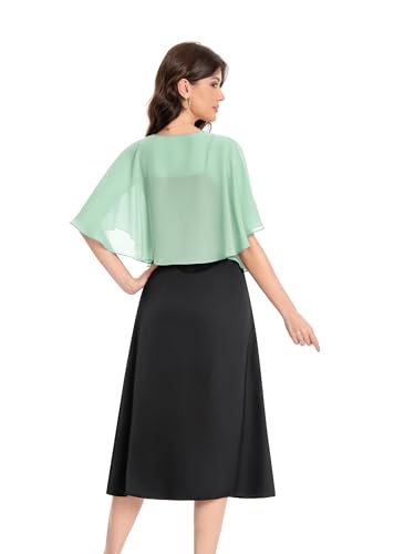 Baoqiya Capelets for women Chiffon Cape Soft Shawls and Wraps Wedding Capes 1920s flapper Cover Up - color: Mint