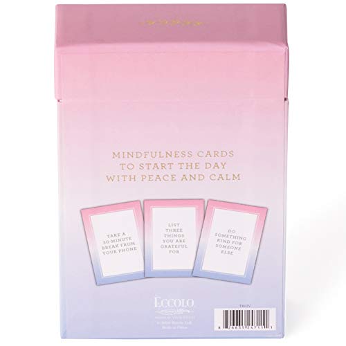 WORLD TRAVELER Eccolo Mindful Mornings - 60 Mindfulness Cards - Self Care Cards for Peace, Calm, Daily Positive Thoughts and Affirmations - Mindfulness Gifts & Positive Affirmations Cards for Women