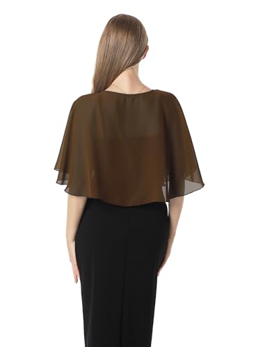 Chiffon Capelet Soft capes Shawls and Wraps for Evening Dress Wedding Cape 1920s shawl accessories for women - color: Brown