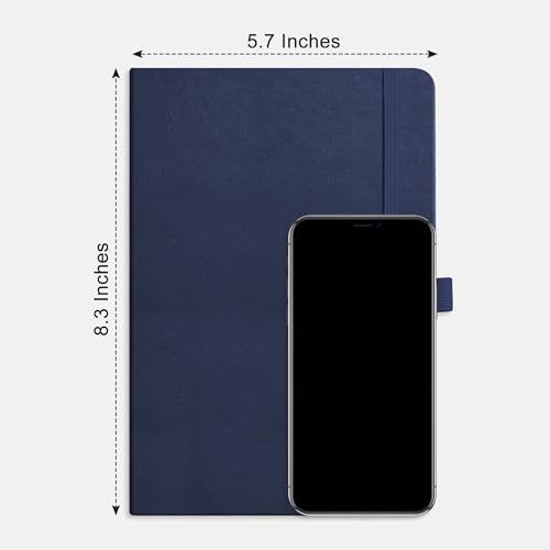 RETTACY Dotted Journal Notebook, 2-Pack, 160 Numbered Pages per Pack, A5 Medium Size (5.7'' x 8.3''), 120 GSM Thick Paper, Leather Hardcover, for Journaling (Navy Blue & Navy Blue) - color: Navy Blue & Navy Blue, style: Dotted