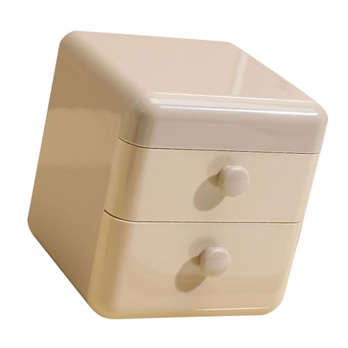 2-Drawer Desktop Organizer with Flip Lid, Plastic Storage Box for Jewelry, Stationery, Home, Dorm, Office