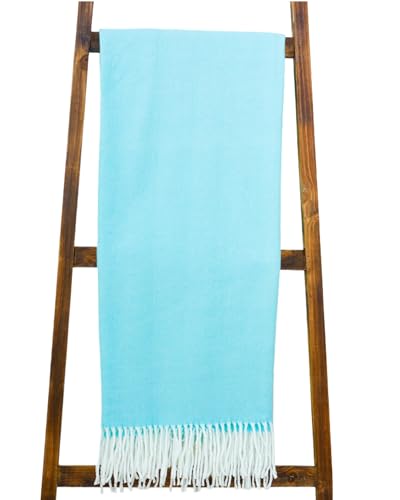 Alashan Adirondack Herringbone Woven Throw - Cotton Acrylic Throw Blanket - Soft, Lightweight, Aegean - color: Aegean