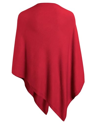 PULI Women's Versatile Knitted Shawls Scarf Poncho Sweater with Buttons Lightweight Spring Summer Fall Wraps - color: A-red