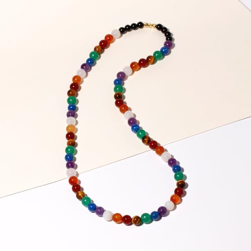 7 Chakra Beaded Necklace Protection and Spiritual Crystals and Healing Stones Necklaces for Women Balance Meditation Anti Anxiety Jewelry Gifts Unisex - style: Bohemian