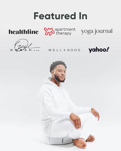 Mindful & Modern Large Meditation Cushion for Zafu Yoga - Meditation Pillow for Sitting on the Floor - Buckwheat Hull Filled Yoga Cushion with Removable, Washable 100% Cotton Cover and Carry Handle - color: Round - White