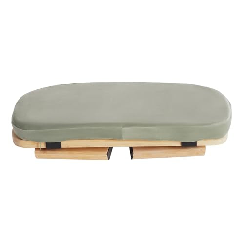 Foldable Meditation Stool with Cushion, Bamboo Yoga Bench with 5° Tilt, Ergonomic, Portable & Sturdy, Supports 397 lbs, Removable Velvet Cover, Seiza, Floor & Prayer Seat, Easy Clean (Green) - color: Green