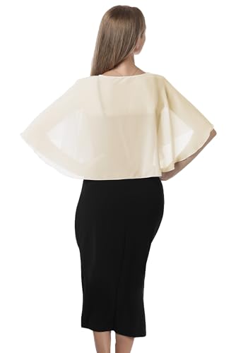 Chiffon Capelet Soft capes Shawls and Wraps for Evening Dress Wedding Cape 1920s shawl accessories for women - color: Pale Champagne