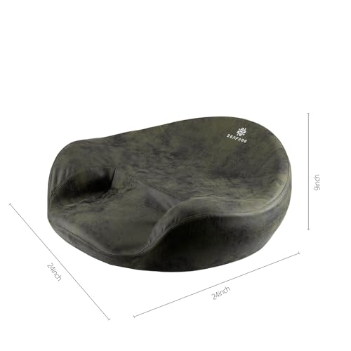 Ergonomic Meditation Cushion/Chair/Seat/Floor Pillow for Home/Office/Studio – Memory Foam, Removable & Washable Cover, Designed for Long Period Meditation Comfort (Dark Green)