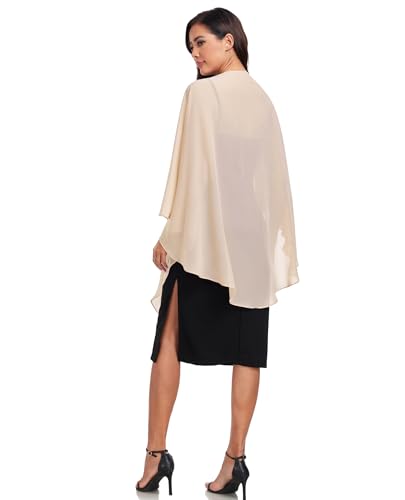 TONGFANTFL Shawls Wraps for Evening Wedding Party Chiffon Scarf Soft Bridal Wraps Wedding Guest Shawl Coverage - color: Champagne