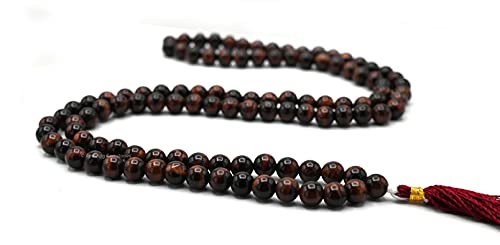 Amazing Gemstone Tiger Eye Mala Saadi - color: Red Tiger Eye, style: Plain