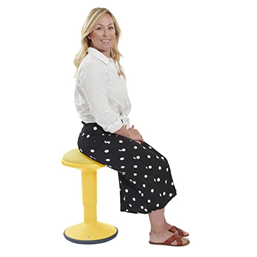 ECR4Kids Sitwell Wobble Stool with Cushion, Adjustable Height, Active Seating, Yellow - color: Yellow