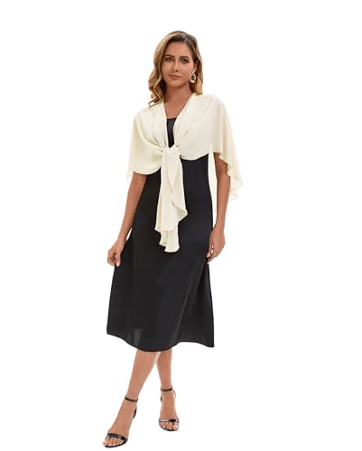 Baoqiya Chiffon Shawl Evening Scarf Shawls and Wraps for Women Wedding Party Bridal Scarves Cover Ups - color: Pale Champagne