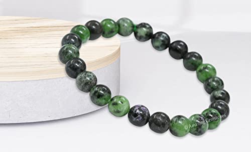 Amazing Gemstone Crystal Bracelet for Women Men's Gifts - Protection Healing Crystal Bracelet - 8mm Gemstone Beaded Stretchable Bracelet Pulseras Para Hombres Mujer Stocking Stuffers Mothers Day Gift (Ruby Zoisite) - color: Ruby Zoisite