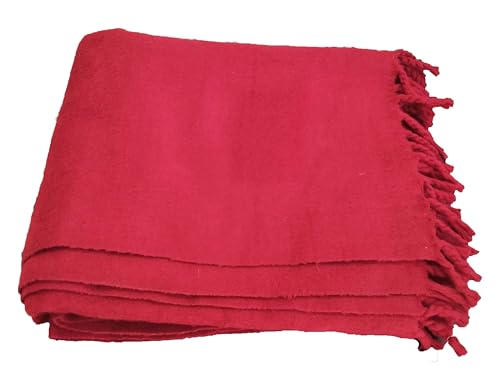 Meditation Shawl Tibet Monks Burgundy Red Prayer Shawl, Buddha Blanket, Oversize Scarf, or Wool Wrap to Strengthen.