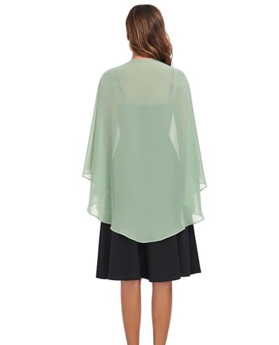 TONGFANTFL Shawls Wraps for Evening Wedding Party Chiffon Scarf Soft Bridal Wraps Wedding Guest Shawl Coverage - color: Dusty Sage