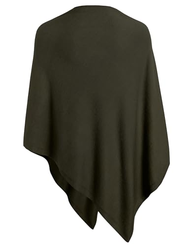 PULI Women's Versatile Knitted Shawls Scarf Poncho Sweater with Buttons Lightweight Spring Summer Fall Wraps - color: A-dark Army Green