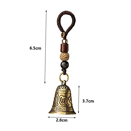 Vintage Brass Bell Six-Word Bell Keychains Tibetan Buddhist Meditation Bell Lanyard Car Hanging Pendants Accessories