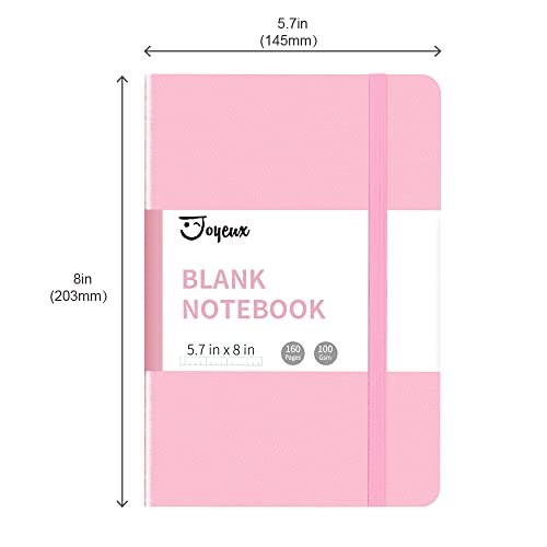 JOYEUX Blank Journal Notebook, A5, 160 Pages 100 Gsm Thick Sketch Books Hardcover Journal for Writing, 5.7 inches x 8 inches Notebooks for Work (Pink) - color: Pink