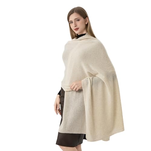 Cashmere Wrap Soft Knitted Scarf Stole for Women Airplane Travel Blanket Shawl 87x28 IN Extra Large Pashmina - color: Beige