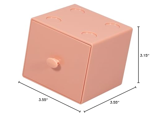 Stackable Desktop Organizer with Drawer, Storage Box for School Supplies, Desk Accessory, PS Building Blocks