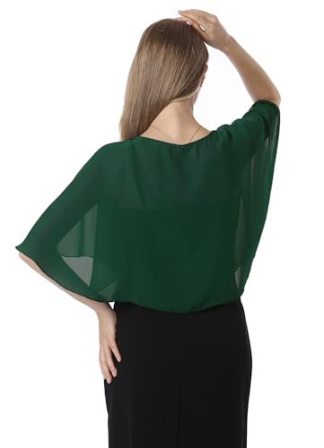 Chiffon Capelet Soft capes Shawls and Wraps for Evening Dress Wedding Cape 1920s shawl accessories for women - color: Dark Green
