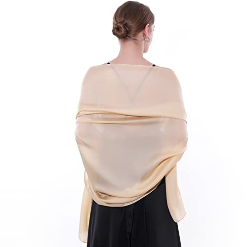 Womens Scarf Pashmina Shawls and Wraps for Evening Dresses Like Chiffon Silk Scarf for Bridal Weddings - color: Champagne