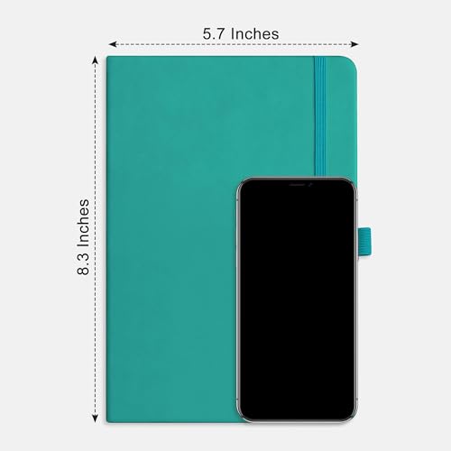 RETTACY Dotted Journal Notebook, 2-Pack, 160 Numbered Pages per Pack, A5 Medium Size (5.7'' x 8.3''), 120 GSM Thick Paper, Leather Hardcover, for Journaling, Planning, Tracking (Cyan & Cyan) - color: Cyan & Cyan, style: Dotted