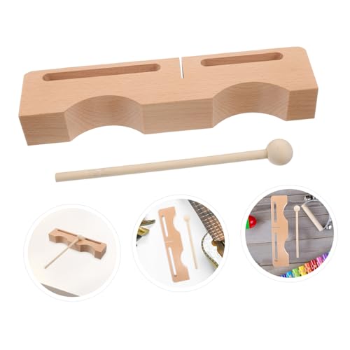 Yardwe Wooden Double Bass Bang Beech Rhythm Block Mallet Percussion Block Professional Musical Instrument for Adults