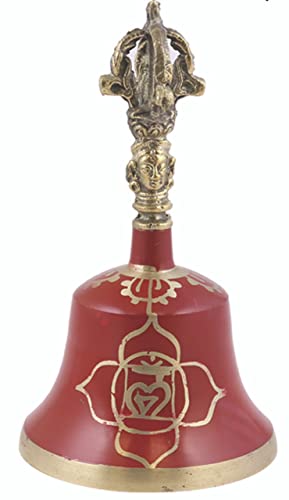 SOUL STICKS 7 Chakras Bronze Tibetan Buddhist Religious Metaphysical Meditation Ritual Altar Bells 6.25 (Red) - color: Red
