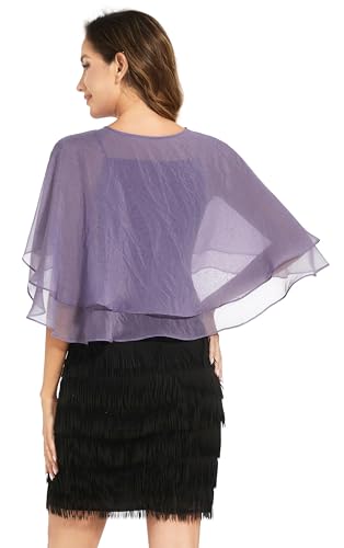 Women's Sheer Tencel Shawls and Wraps for Evening Dresses Soft Wedding Cape Lightweight Bridesmaid Scarves Cover Up - color: Violet