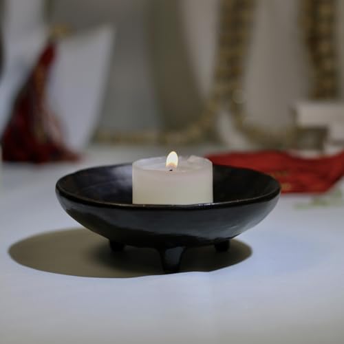 Prayer Offering Ritual Bowl Plate Great for Use Candles Tray Religious Spiritual Gifts (Black Praying) - style: Black Praying