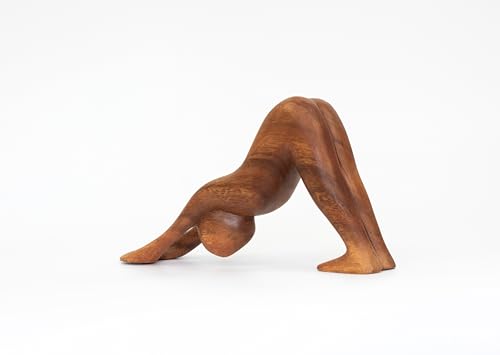 G6 Collection 8" Wooden Handmade Abstract Sculpture Art Decorative Home Decor Handcrafted Figurine Accent Decoration Artwork Hand Carved, Downward Facing Dog - style: Downward Facing Dog