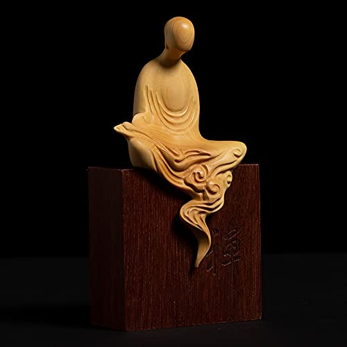 9CM ZenBoxwood Wood Carving FacelessFeng Shui Sculpture Crafts Solid Wood Decoration Home Decoration