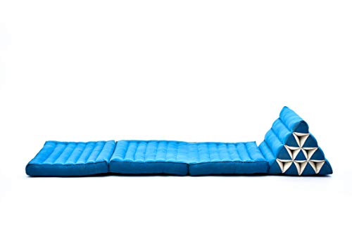 Leewadee 3-Fold Mat with Triangle Cushion – Comfortable TV Pillow, Foldable Mattress with Cushion Made of Eco-Friendly Kapok, 67 x 21 inches, Light Blue - color: Cl22 - Light Blue, size: 3 seating segments