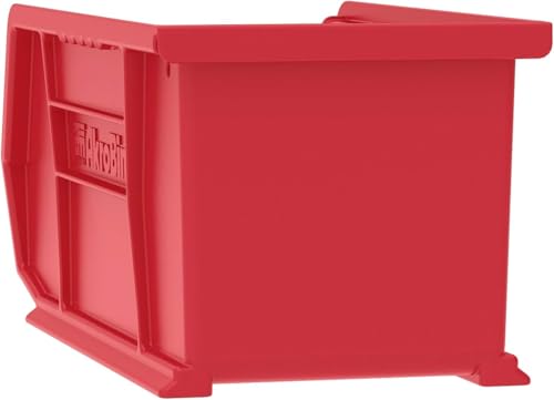 Akro-Mils 30237 AkroBins Plastic Storage Bins, Space-Saving Stackable Bins for Garage, Pantry, Craft Organization, 9" x 6" x 5", Red, 12-Pack - color: Red