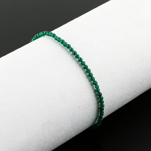 Natural Gemstone Beaded Bracelet, Microfaceted Crystals, Handmade Dainty Jewelry, Bohemian Plated Bracelet-Gift - style: Green Jade-Stone