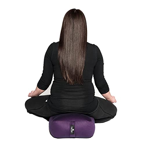 Hugger Mugger Zen Meditation Cushion - Wider Base, Use Horizontally or Vertically, Buckwheat Filled, Durable Fabric, Handmade in USA - color: Gray