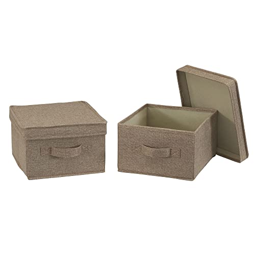 Household Essentials Medium Fabric Storage Bins with Lids, Latte, Set of 2