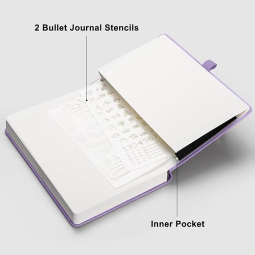 1pc Blank Journal Notebook, 192 Pages, A5 Medium Size (5.7'' x 8.3''), Leather Hardcover, 100 GSM Thick Paper, for Sketching, Drawing, Painting(Pale purple)