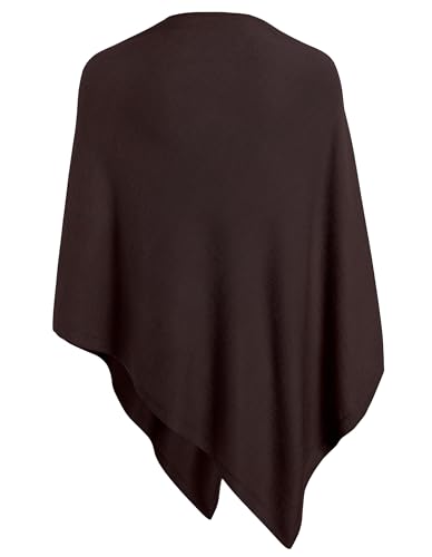 PULI Women's Versatile Knitted Shawls Scarf Poncho Sweater with Buttons Lightweight Spring Summer Fall Wraps - color: A-chocolate Brown