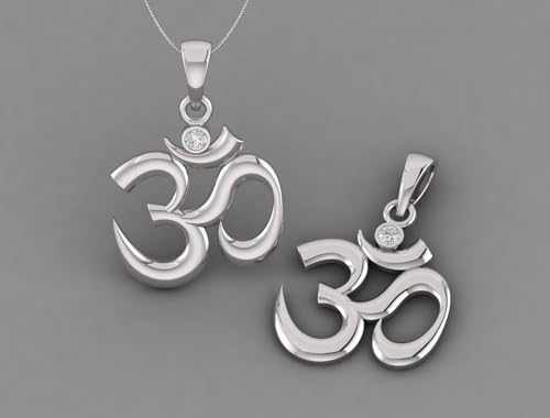 Sterling Silver 925 Om pendant Yoga Meditation Spiritual Necklace Charm Jewelry - color: Silver
