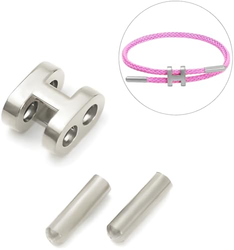 OSIRIDEH2 Bracelet with Adjustable Design Polished H Shape Buckle, Bracelets for Women, 18k Gold-plated Buckle Design Titanium Steel Wire Rope Women's Gift Jewelry - color: Pink Silver