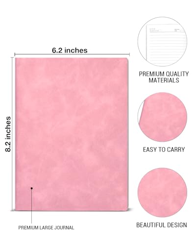 Journal Notebook for Women Men, College Ruled Notebook for Work School Writing Note Taking Journaling, 6 x 8.2 Inches -Pink