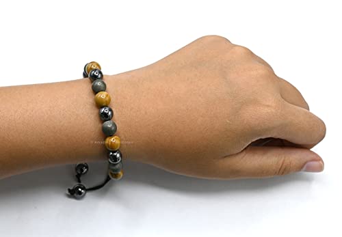 Amazing Gemstone New Beginnings Manifestation Bracelet - Yellow Jasper Pyrite Hematite Bracelet Set for Men Women Healing Calming Anxiety Stress Relief Gifts Pulseras Para Hombres Mujer (Adjustable) - color: New Beginnings