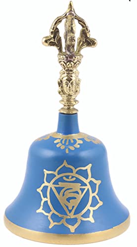 SOUL STICKS 7 Chakras Bronze Tibetan Buddhist Religious Metaphysical Meditation Ritual Altar Bells 6.25 (Blue) - color: Blue