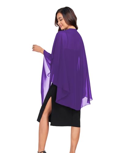 TONGFANTFL Shawls Wraps for Evening Wedding Party Chiffon Scarf Soft Bridal Wraps Wedding Guest Shawl Coverage - color: Purple