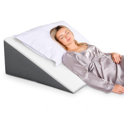 Kolbs Bed Wedge Pillow for Sleep Apnea, FSA Eligible Acid Reflux, and Back Pain Relief, with Chic Jacquard Cover - Headboard Wedges for Sleeping (Extra Wide 12" Height) - size: Extra Wide 12" Height