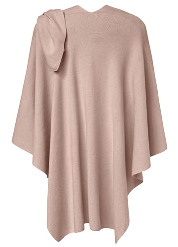 PULI Womens Large Cross Front Poncho Sweater Wrap Topper Knitted Elegant Shawls Cape for Fall Winter - color: 1-tan