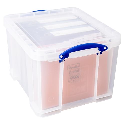 Really Useful Boxes(R) Plastic Storage Box, 32 Liters, 12in.H x 14in.W x 19in.D, Clear, 32C